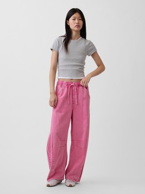 Gap Kadın Pembe Mid Rise Ultrasoft Kolay Horseshoe Jean Pantolon
