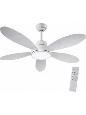 LED Ampullü Tavan Vantilatörü - 52 Cm Çap Genişliği - Uzaktan Kumandalı 3 Renk Tonu Seçimli - Kademe ve Zaman Ayarlı - E27 Duy