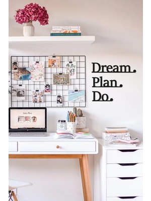 Mikasso Dream Plan Do Ev Çalışma Odası Dekorasyonu Duvar Yazısı Ahşap Siyah