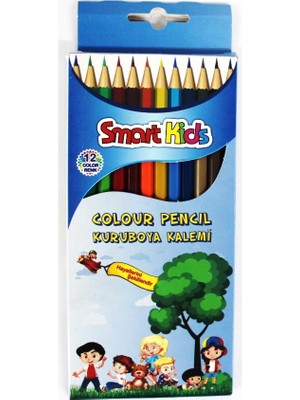 Smart Kids 12'Li Kuruboya Kalemi Çok Renkli Uzun Karton Kutuda 3 - 6 Yaş İçin Eğlenceli Boyama