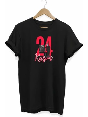 MiraLive 24 Kasım Öğretmenler Günü Öğretmen Hediyesi Baskılı Oversize T-Shirt - Siyah
