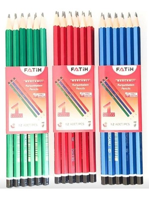 Fatih 3 Düzine Mercanlı Kurşun Kalem - Avantajlı Paket - 36 Adet Kurşun Kalem