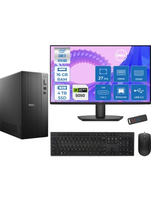 Dell Tower ECT1250 Intel® Core™ İ7-14700 16GB Ddr5 4tb SSD 8GB/RTX5050 Freedos +27" Monitör Tower Masaüstü Bilgisayar 27RPLSR00724F05+ZETTAUSBBELLEK