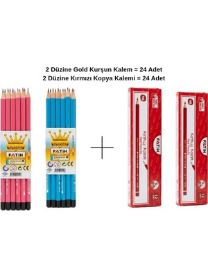 Fatih 2 Düzine Gold Serisi Kurşun Kalem + 2 Düzine Kırmızı Kopya Kalemi - Avantajlı Kalem Set