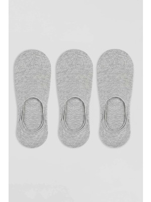 Abluka Online Unisex Bambu Silikonlu Görünmez Babet Çorap 3'lü Set Gri Melanj