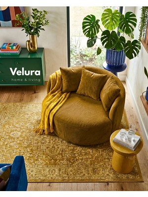 Velura Home & Living Miz Berjer & Puf & Armut & Tekli Koltuk & Dinlenme Koltuğu - Sarı