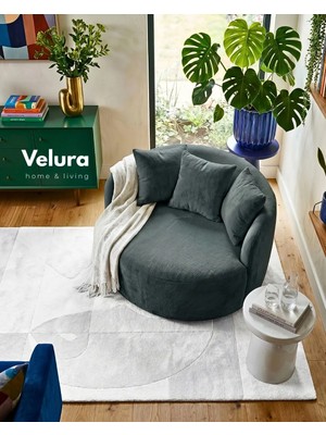 Velura Home & Living Miz Berjer & Puf & Armut & Tekli Koltuk & Dinlenme Koltuğu - Turkuaz
