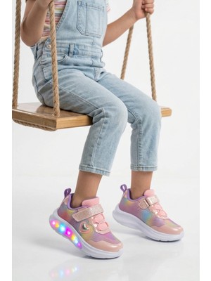 Marco Kids Pudra Cırtlı Işıklı Kız Çocuk Spor Ayakkabı 26Y909 P