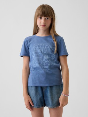 Gap Kız Çocuk Koyu Mavi Grafik Baskılı T-Shirt