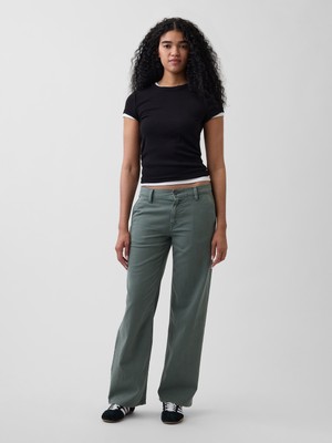 Gap Kadın Yeşil Low Rise '90S Loose Khaki Pantolon