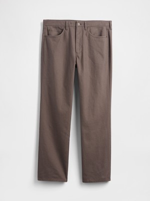 Gap Erkek Kahverengi Keten Karışımlı Relaxed Straight Pantolon