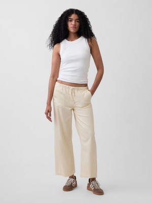 Gap Kadın Krem Low Rise Ultrasoft '90S Loose Easy Crop Jean Pantolon