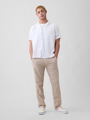 Gap Erkek Bej Straight Keten Karışımı Pantolon