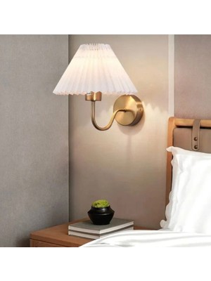 Buiva Pilli Aplik Kablosuz Tak Çalıştır  Krem Abajur Umbrella Aplik Eskitme Gold Sarı 1 Adet