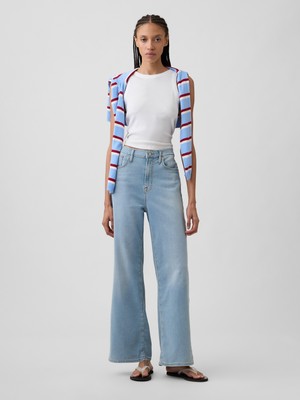 Gap Kadın Açık Mavi High Rise Wide-Leg Jean Pantolon