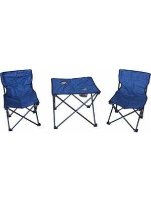 General Camp 8503 Mavi Sandalye Masa Seti Taşıma Çantalı 3 Parça Fonksiyonel Set