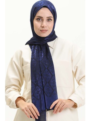 Sefa Merve Etnik Desenli Şal 70225-02 Gece Mavisi