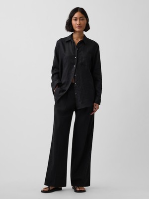 Gap Kadın Siyah 365 Low Rise Keten Karışımlı Pantolon
