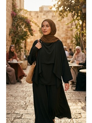 Sefa Merve Rahat Kesim Pelerin Ikili Takım 2274-02 Siyah