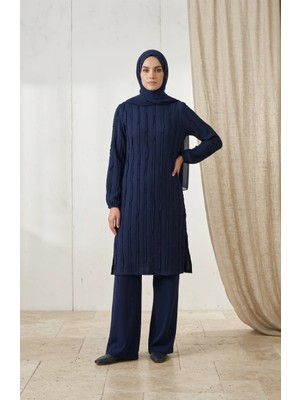 Sefa Merve Fırfır Detaylı Tunik 0553-01 Lacivert