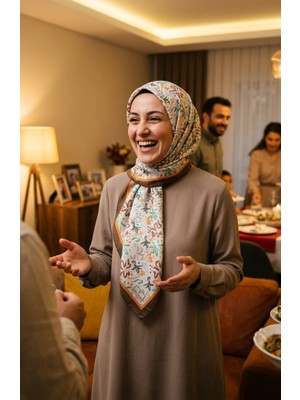 Sefa Merve Dijital Soft Eşarp 70361-09 Kahverengi