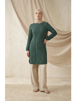 Sefa Merve Fırfır Detaylı Tunik 0553-06 Yeşil