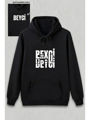 MiraLive Sevgililer Günü Beyci Hediye Baskılı Oversize Kapüşonlu Sweatshirt - Siyah