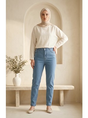 Sefa Merve Yüksek Bel Denim Jean Kot Pantolon 10226-01 Açık Mavi