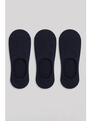 Abluka Online Unisex Bambu Silikonlu Görünmez Babet Çorap 3'lü Set Lacivert