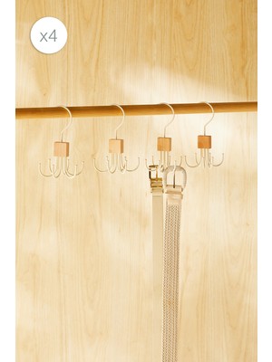 Ocean Home Textile 4'lü 6 Kancalı Mat Beyaz Renk Kauçuk Kaplamalı Metal Çok Amaçlı Askı 14 x 7 cm