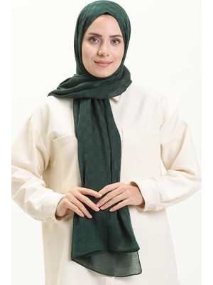 Sefa Merve Kare Desenli Carmen Şal 70223-11 Zümrüt Yeşili