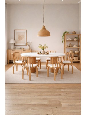 Weltwood 6 Kişilik Bohem Masa ve 6 Italyan Sandalye | %100 Mdf - %100 Kayın Ağacı