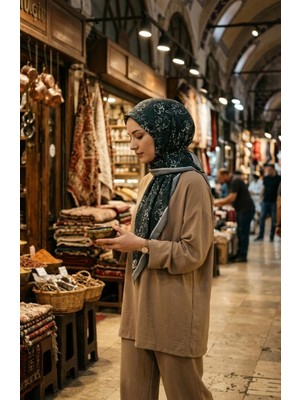 Sefa Merve Dijital Soft Eşarp 70361-05 Koyu Yeşil