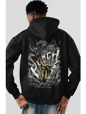 Sevbano One Punch Man Anime Sırt Baskılı Unisex Oversize Penye Hoodie