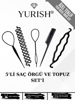 Yurish 5'li Saç Örgü ve Topuz Seti
