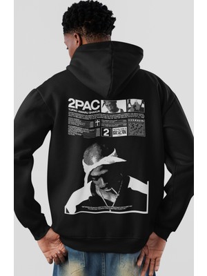 Sevbano 2pac Rapper Şarkıcı Tupac Sırt Baskılı Unisex Oversize Penye Hoodie