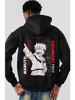 Sevbano Naruto Uzumaki Anime Sırt Baskılı Unisex Oversize Penye Hoodie
