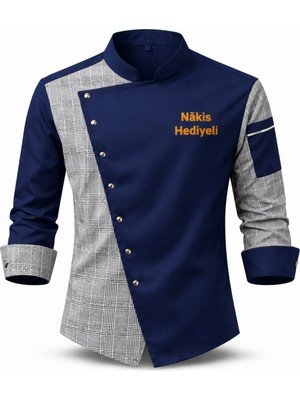 Mekaizen Chef Ceketi – Aşçı Üniforması, Aşçı Gömleği Aşçı Forması Asimetrik Tasarım Nakış Hediyeli