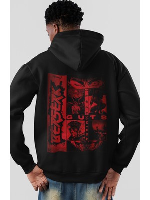 Sevbano Berserk Guts Anime Sırt Baskılı Unisex Oversize Penye Hoodie