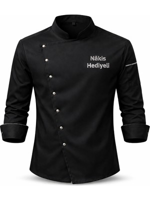 Mekaizen Chef Ceketi – Aşçı Üniforması, Aşçı Gömleği Aşçı Forması Asimetrik Tasarım Nakış Hediyeli