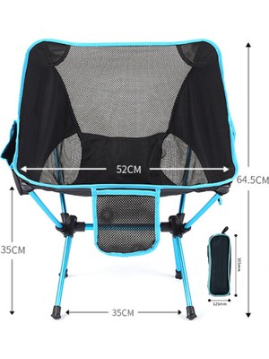 On Off Moto Portatif Kamp Sandalyesi Katlanır 3 Cepli Mavi Alüminyum Malzeme ile 150 Kg Taşıma Kapasitesi