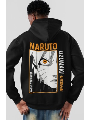 Sevbano Naruto Uzumaki Anime Sırt Baskılı Unisex Oversize Penye Hoodie