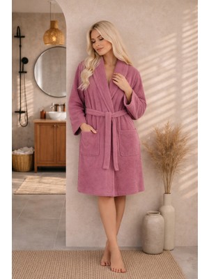Sternen Glanz Angela Unisex Pamuklu Şal Yaka Yetişkin Tekli Bornoz