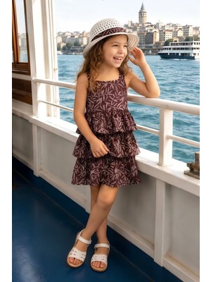 Modanino Kız Çocuk Hasır Şapkalı ve %100 Pamuk Elbise 2-10 Yaş 12693HC