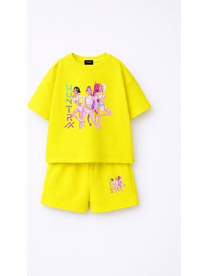 Fasardi KPOP Demon Hunters Huntrix Zoey Rumi Mira Baskılı Oversize %100 Pamuk Tişört Şort Çocuk Takım