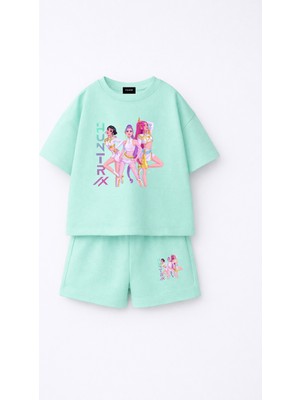 Fasardi Kpop Demon Hunters Huntrix Zoey Rumi Mira Baskılı Oversize %100 Pamuk Tişört Şort Çocuk Takım