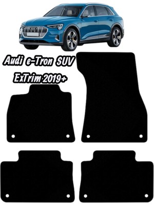 Gian Fabio Falleri Lacasa Audi-E-Tron-Suv-Extrim (2019 ve Sonrası)Uyumlu Renkli Kenar-Silikon Topukluklu Velur Halı Paspas