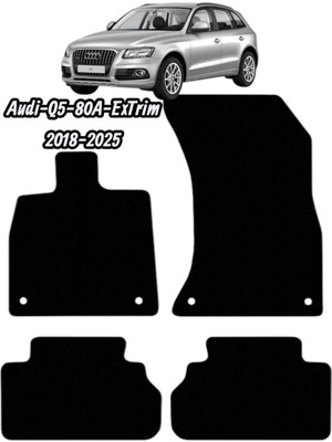 Gian Fabio Falleri Lacasa AUDI-Q5-80A-EXTRIM-(2018-2025)UYUMLU Renkli Kenar-Silikon Topukluklu Premium Velur Halı Paspas