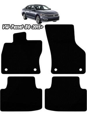 Gian Fabio Falleri Lacasa Vw Passat B8 (2015 ve Sonrası) Uyumlu Renkli Biye-Silikon Topukluklu Premium Velur Halı Paspas
