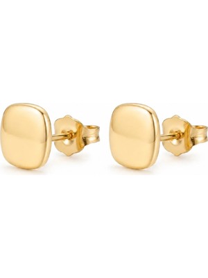 Zeino Kare Sade Küpe - 14K Altın Kaplama - 1 cm